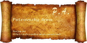 Petrovszky Anna névjegykártya